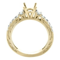 14K žuti zlatni prirodni visokokvalitetni plavi safirni okrugli gravirani angažman prsten dijamantski