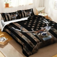 Setovi lova na posteljinu, jelena i američka zastava za zastavu za poklopac lovca s jastučnicima sa jastučnicima za posteljinu maskirne posteljine za posteljinu za odrasle teen