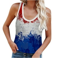 Ženska američka stanka zastava 4. jula Patriotska košulja dame seksi tisak bez rukava bez rukava prsluk