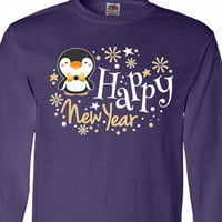 Inktastična sretna nova godina sa slatka majica s dugim rukavima Penguin