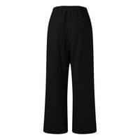 Casual pantalone za žene za žene labavo izvlačenje visokih struka Solidne boje ravne prorezne pantalone
