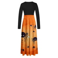 PBNBP haljina za Halloween za žene Vintage Fetival odjeća za patchwork Crewneck Dugih rukava za vjenčanje