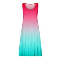 Moda Žene Ležerne prilike ljeto Ispisano Sundress Loose Gradientna suknja od plaže mini haljina, ružičasta,