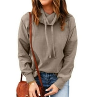 Hanas vrhovi modne žene visoke ovratnike, pulover pulover pulover s dugim rukavima Bluza Brown XL