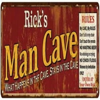 Rick's Man Cave pravila crveni metalni znak 106180004107