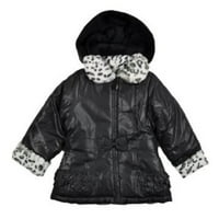 Londonska magla Djevojke sjajni crni zimski kaput krznena jakna 4