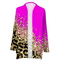Ženski kardigani dugih rukava modni casual print kardigan vrhovi bluza Cardigan kaput vruće ružičaste
