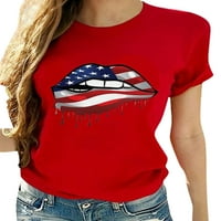 WRCNOTE Žene SAD Zastava Štampana usta Ispis bluza Modna plaža Boja Boja Majica Majica Crew Nector majica