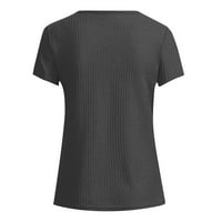Ženski vrhovi ženske modne čvrste boje V izrez casual kratke majice bez rukava vrhovi sivi xxxl