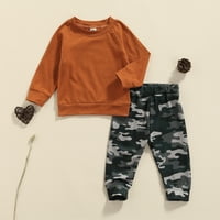 Baby Boys Casual odjeća setovi dugih rukava s dugim rukavima kamuflažne camo jogger hlače