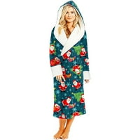 Vbnergoie Dame Casual Božićni print kapuljač kapuljača Pajamas duga jakna pidžamas vrhovi ženske svile