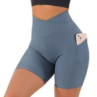 Labakihah kratke hlače za žene v biciklistička struka struka kratke hlače za dizanje žena vježba visoke joge kratke hlače plave boje
