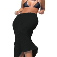 Bikopu žene na plaži midi suknja, vezati struk šuplje pletenje vidi kroz mini haljinu za ženu