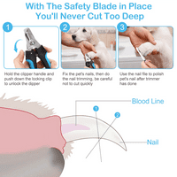 Trimeri za nokte i klip za sitonike i druge pse za progone srednje veličine - jednostavan za korištenje škare za nokte sa štitnikom za nokte za sprečavanje prekomjernog rezanja - oštre i nehrđajućeg čeličnog utikača