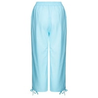 Opruga za odjeću, Poropl Casual Loose Bagerg džepovi modne pantalone za repute Količine pamučne posteljine Hlače Ženske teretne hlače Visoka klirenska svjetlos