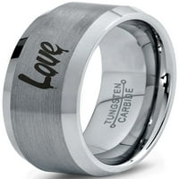 Volfram kappiranje ljubavne tipografije pisanje prstena za prsten za muškarce Žene Udobne fit sive koraka
