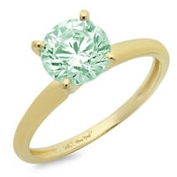 3CT okrugli rez zeleni simulirani dijamant 18k žuti zlatni godišnjički angažman prsten veličine 7.5