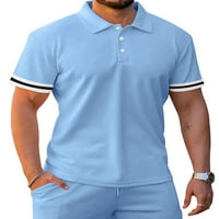 Sanviglor MENS Polo majice i kratke hlače rever izrez za izvlačenje elastičnog struka jogger set casual