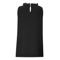 Ženski ljetni šifon vrhovi modni rufffle majica bez rukava s visokim vratima slatka švicarska točka tunika TOP Ležerne prilike