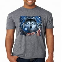Wild Bobby, ambinska zastava Patriotski vuk sanjajući životinjski ljubavnik MENS Premium Tri Blend majica,
