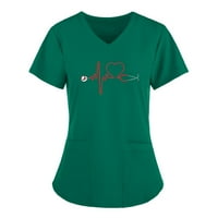 Ženske majice Žene kratki rukav V-izrez V-izrez Nursing Radna uniforma T-majice Žene The majice Green