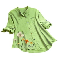 HAITE WOOD BluZA postolje na vrhu majica dugih rukava Dame Tunika košulja Flora Print Green 4XL