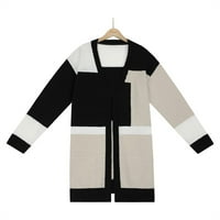 Moderna jakna za žene Qwang Womens Dugih rukava Blok Cardigan Striped Otvoreni prednji Chunky Knit Slouchy