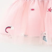 Hwmodou bebe Girls Haljina patchwork tiskani o-vrat ruffle rukave sa šeširom traper set zvijezda tulle princeze duge 6m-3y rođendanske haljine za školu
