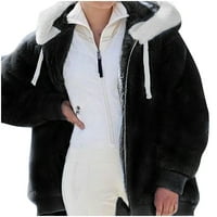 Žene plus size Zimska topla labavi plišani zip jakna s kapuljačom Hot6SL4884150