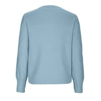 Absuyy modni pad trendovski džemper za žene - lagana u boji okruglog vrata pletene casual rastezljivi