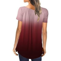 Žene O-izrez kratkih rukava gradijentna majica od ramena TOPS bluze tietoc