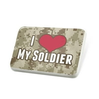 Porcelein Pin I Heart Love Moj vojnik Lapel značka - Neonblond