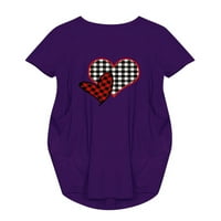Ženski majica za srce od tiskane ruke kratki rukav Sunderss siva 5xl