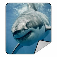 Great White morski pas smiješeni pokrivač Kristalno baršunaste bacač