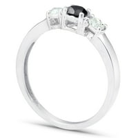 Pompeii 1 2CT Crno-bijeli dijamantski zaručni prsten 10k bijelo zlato