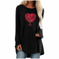 Valentine Tunnic vrhovi ženske srčane bluze sa labavim okruglim vratom majica s dugim rukavima Casual