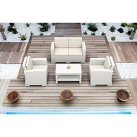 Smjesna patio klupska stolica sa prirodnim jastukom za sunčanje, bijela, Belen Kox