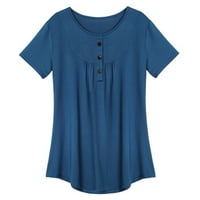 Ženske bluze Tunic Plus Veličina majica TOP Ljeto Kratka 3xL Svjetlo bluza plave rukave Loose