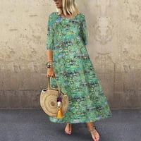 Maxi haljine za žene Ležerne prilike sa slobodnim cvjetnim modnim posadom plus veličina Slim Fit Comfy