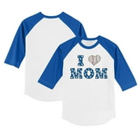Toddler Tiny Turpap White Royal Los Angeles Dodgers I Love Mom 3-rukave Raglan majica