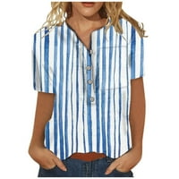 Žene ljetne estetske majice Ispiši casual majica s kratkim rukavima Henley vrat pulover bluze grafički