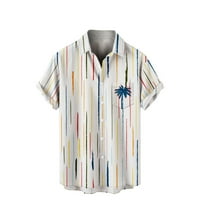 Muški casual havajske košulje prugasto skraćeno majice s majicom tropske ljetne majice na plaži Multi-color