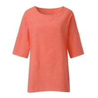 Lovskoo cvjetni posteljina za printu za žene Čvrsta labava vintage bluza Trendy košulja ružičaste rukave