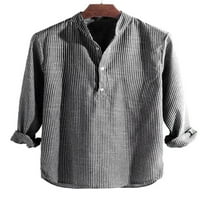 Lunceo Muške košulje Henley vrat Dugih rukava Tunička košulja Redovna fit bluza Dugme Grey XXL