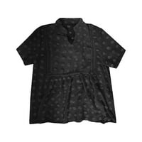 Ženske majice kratkih rukava Casual Chiffon Thee majica V-izrez Pompon Solid Boja vrhovi pokloni za žene opušteno-fit pulover bluza s black l