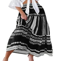 Bomotoo ženske duge suknje suknje visokog struka Swith Nadled Hawaiian Black L l