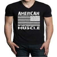 Muška američka mišića USA zastava Black V-izrez majica Velika