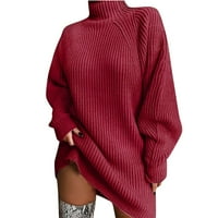Advoicd džemper haljina za žene otvoreni prednji kabel pletene kardigan duge na dugim rukavima