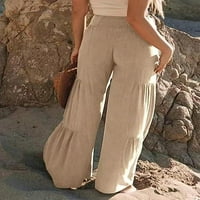 Dabuliu široke noge duge ravne hlače visoke struk labave fit meke pantalone za žene Ležerne ljetne nabora