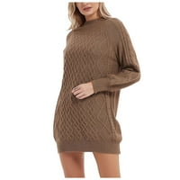 Mveomtd Ženska haljina s dugim rukavima Turtleneck Mini džemper haljina pletena džemper haljina o vratu